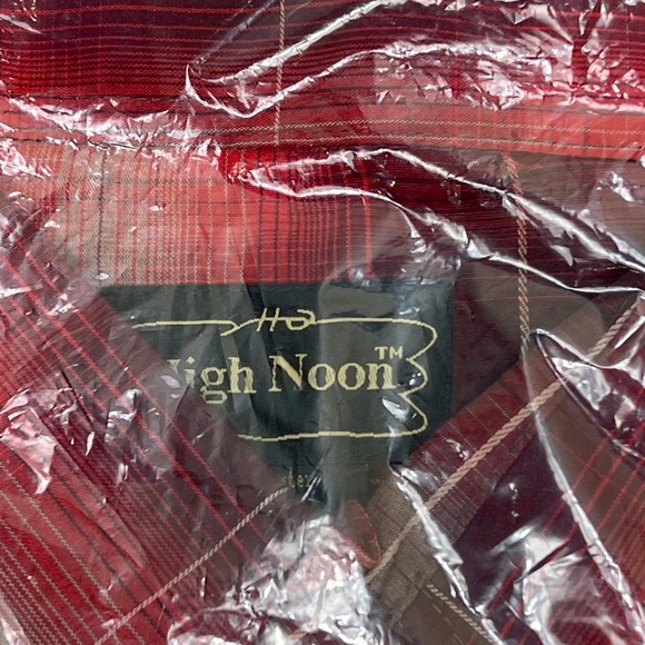 High Noon Western Shirt Mens X Large S/S Red Plaid Pearl Snaps NIP - Picture 2 of 7